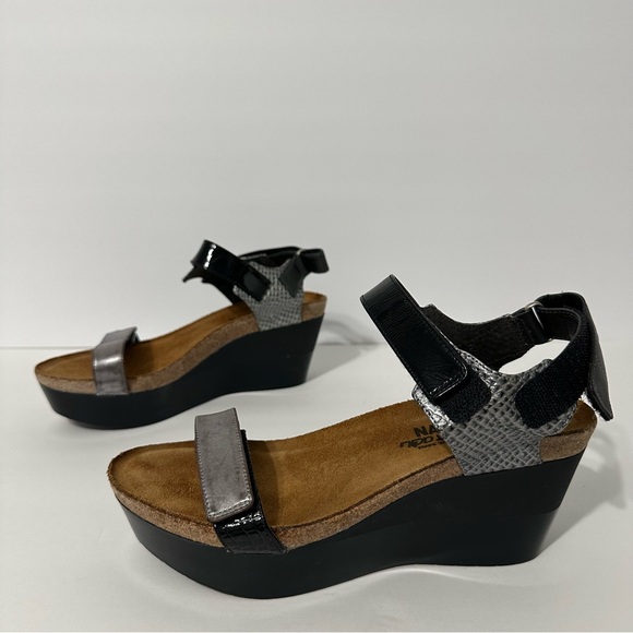 Naot Shoes - NAOT Womens Sandals Sz 39 (US 8) Wedge Ankle Strappy Embossed Animal Print Boho